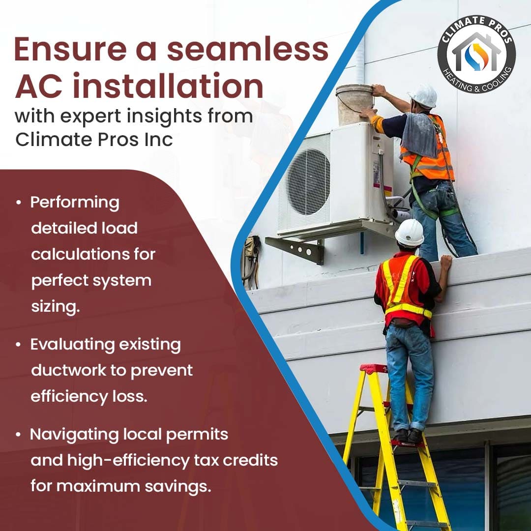 HVAC technicians installing rooftop air conditioning unit for efficient AC system setup