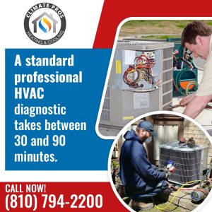 HVAC technician diagnosing AC system